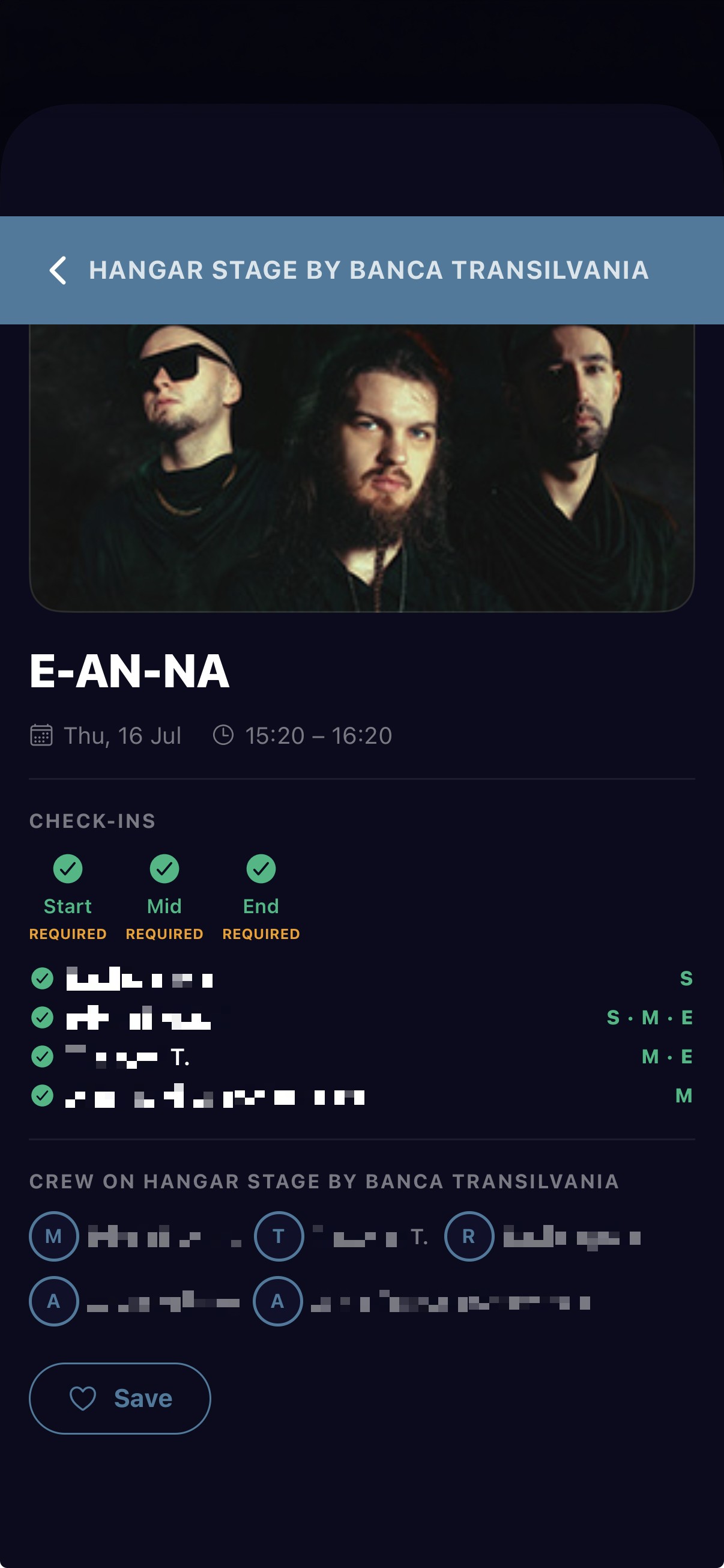 Check in from an act