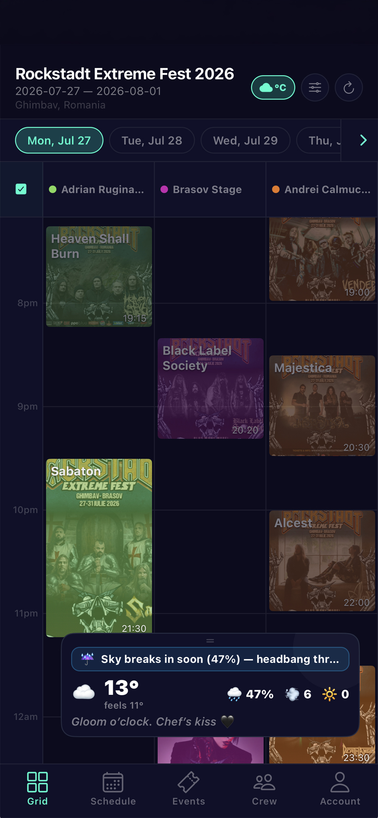 Rockstadt Extreme Fest — live grid