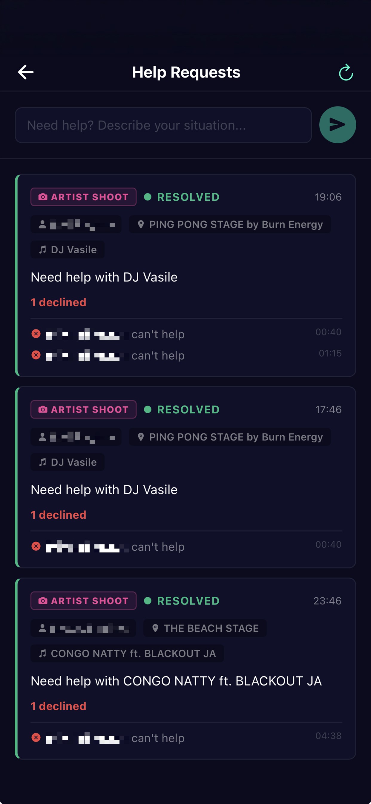 Help requests